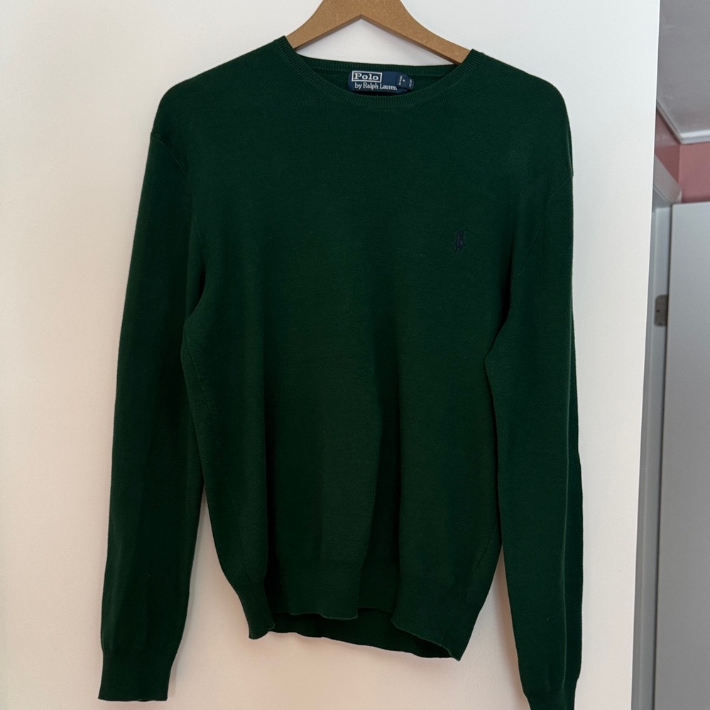 Polo by Ralph Lauren 100% Pima Cotton Green Crewneck Sweater | Men's Medium